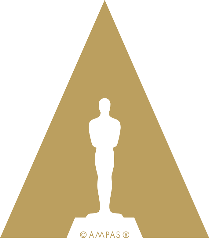 AMPAS ロゴ — 白地のアカデミー賞のシルエットとその下に金色の AMPAS と記された金色の三角形です。AMPAS は .NET の顧客です。
