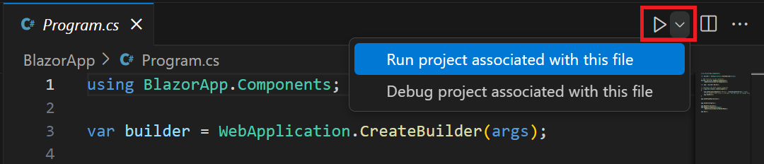 Run application using VS Code run button