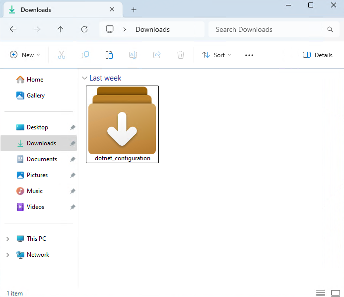 Dotnet configuration file in download folder