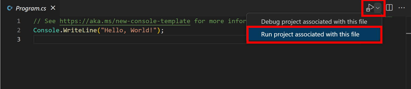 Run application using VS Code run button