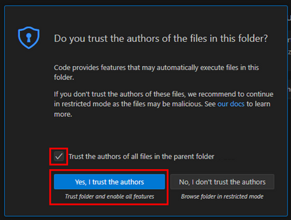 Workspace trust dialog