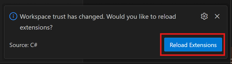 Workspace trust reload