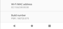 Android device's settings screen on the about phone screen displaying build number.