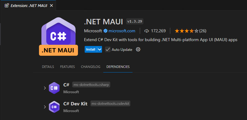 VS Code's MAUI Extension Dependencies