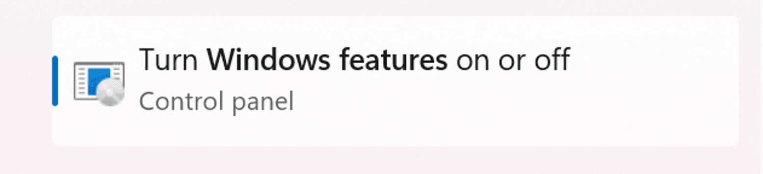 Turn windows features on or off