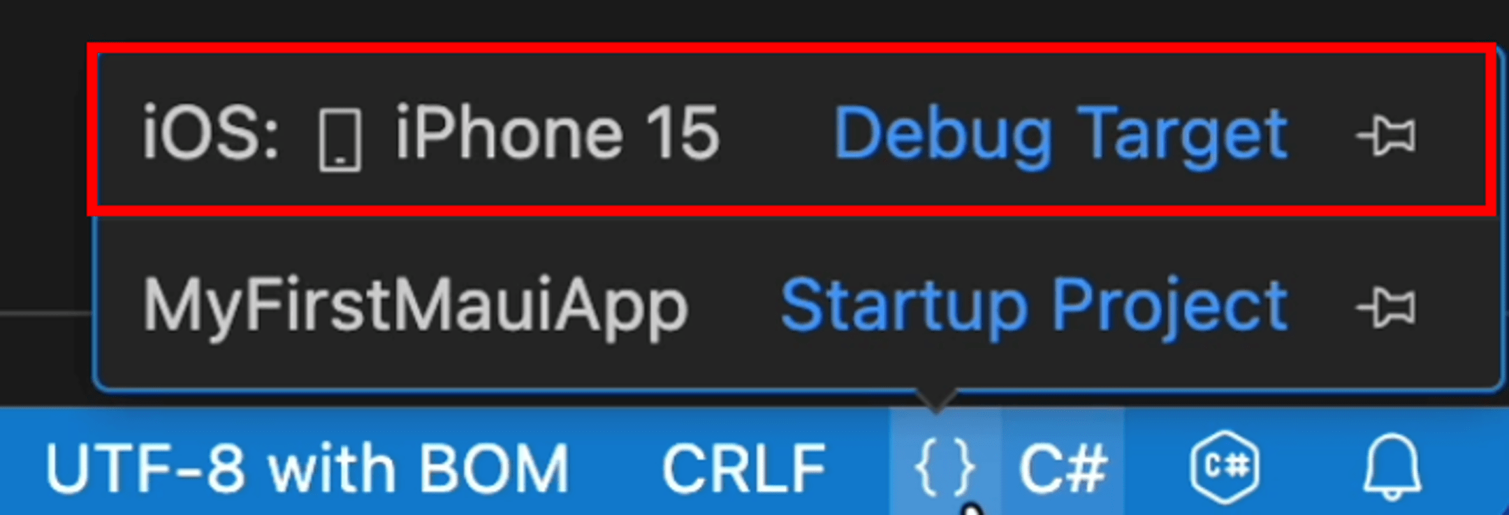 Debug target updated to show iPhone 15
