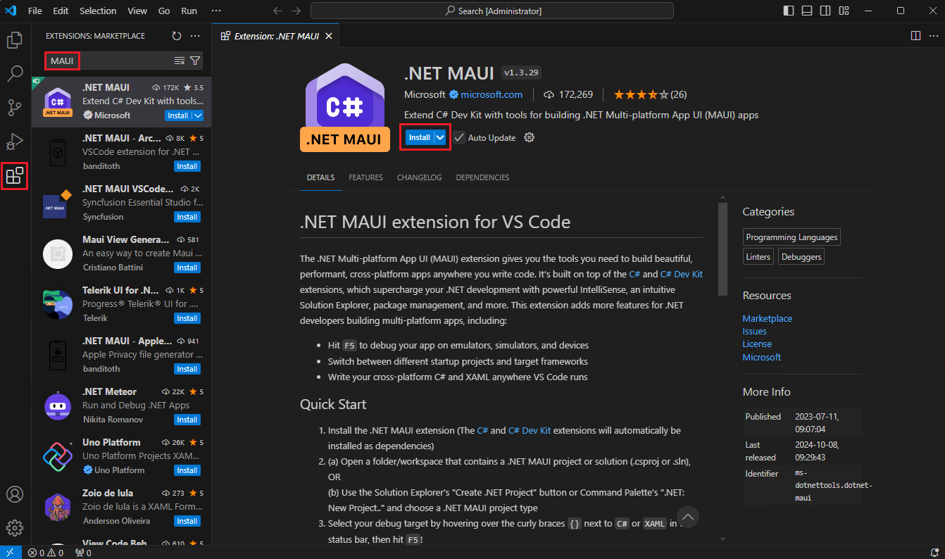 VS Code's MAUI Extension'