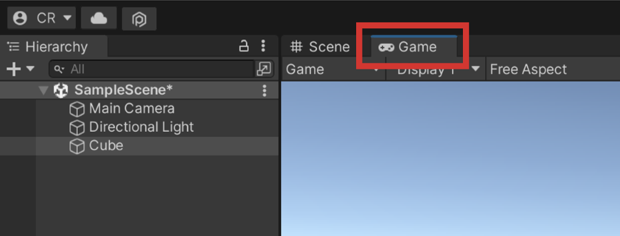 Game tab in Unity editor.