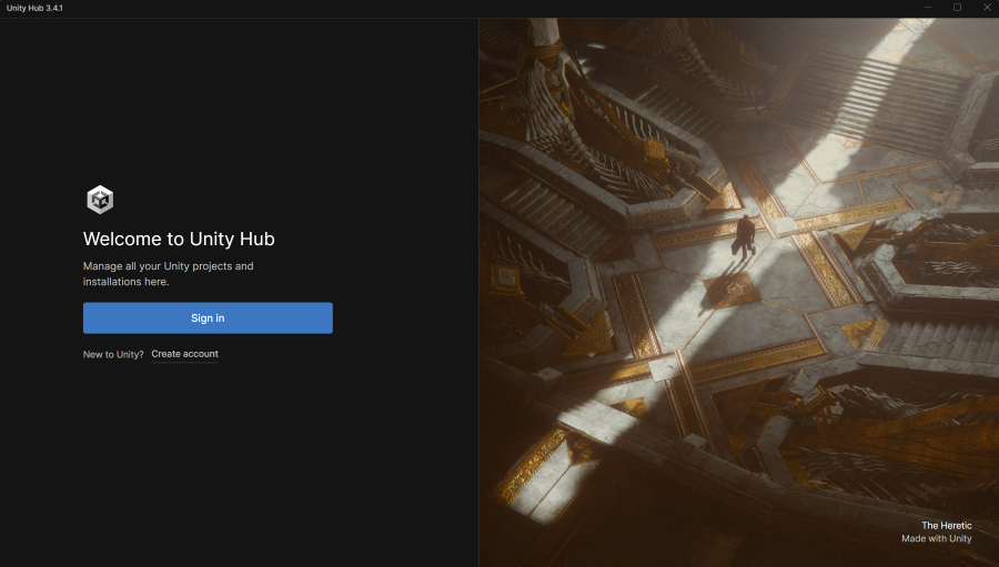 Unity Hub Landing