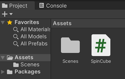 A script added to the Project window in the unity editor