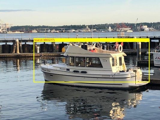 ML.NET detected a boat in the photo, using ONNX